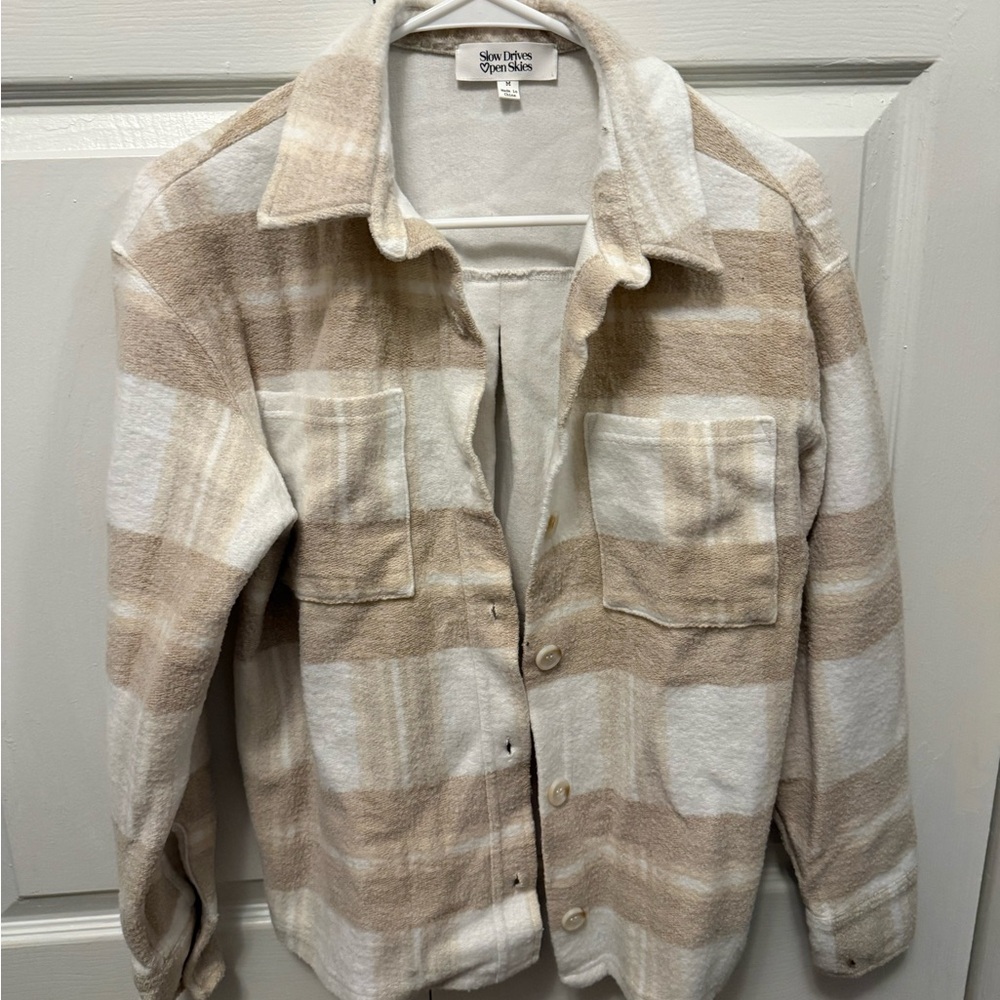 Plaid Beige and Cream Utility Jacket